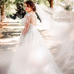 Ballgown long sleeve wedding dress - Essence of Australia